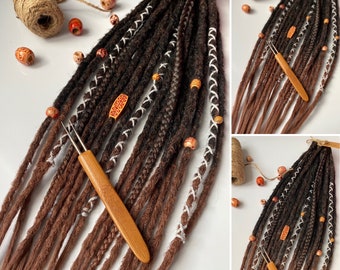 Treacle Tresses Ombre Dreadlock Style / Transitional Dread Set / Natural Dark Brown to Light Brown Reds /Set of Synthetic Crochet Dreadlocks