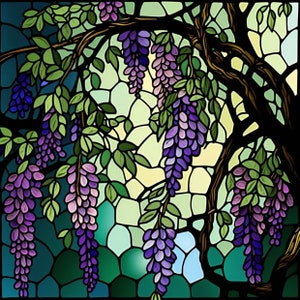 Wisteria Stained Glass Window Cling