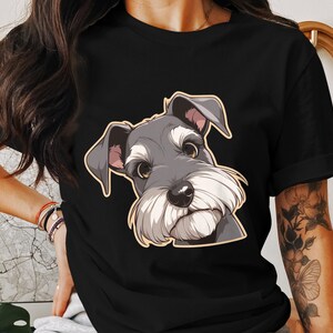 Miniature Schnauzer T-Shirt Kawaii Style Wonderfully Soft Bella 3001 Tee Gift for Dog Lover Dog Mom or Dad Pet Parent