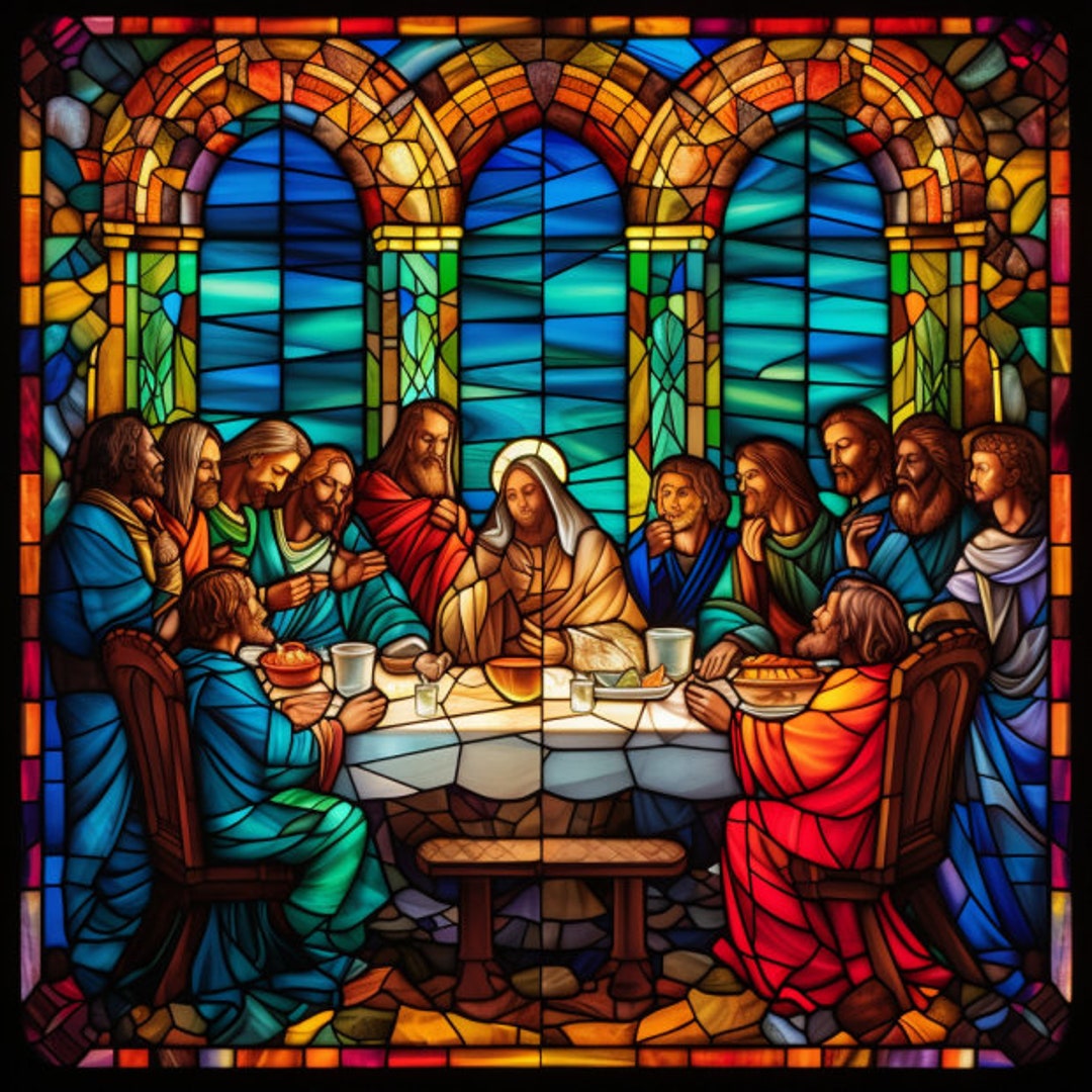Last Supper Stained Glass Window Cling Etsy