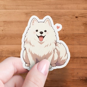Adesivo per cane eschimese americano, adorabile decalcomania in stile kawaii per amanti dei cani, mamma di cani, ideale per notebook o laptop.