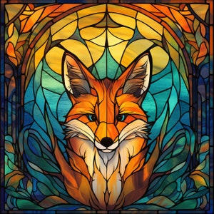 Fox Stained Glass Window Cling