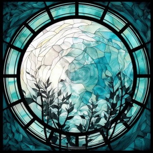 Stained Glass Moon | Moonlight Stained Glass Window Cling
