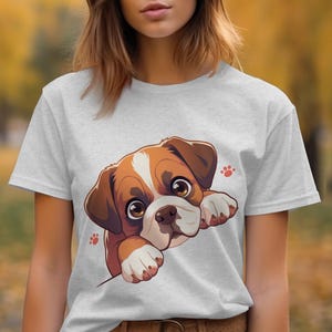 Boxer-T-Shirt Kawaii Art wunderbar weich Bella 3001 T-Shirt Geschenk für Hundeliebhaber Hund Mama oder Papa Haustier Eltern