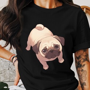 Mops T-Shirt Kawaii Art wunderbar weich Bella 3001 T-Shirt Geschenk für Hundeliebhaber Hund Mama oder Papa Haustier Eltern