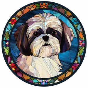 Shih Tzu Stained Glass Window Cling Suncatcher