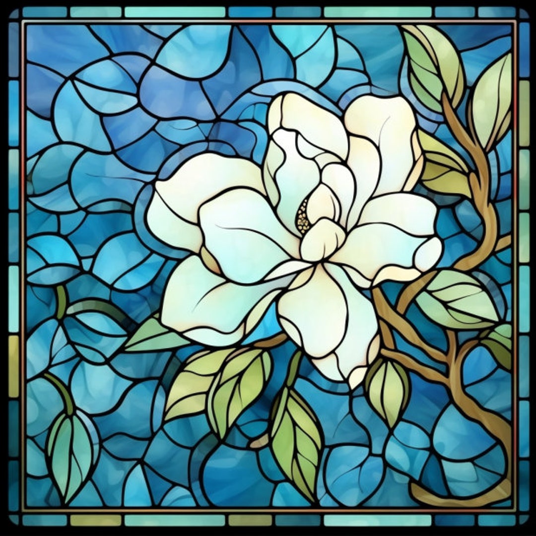 Gardenia Stained Glass Window Cling Etsy