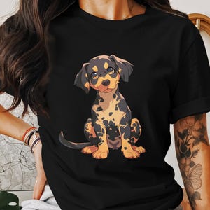 Catahoula Leopard Hund T-Shirt Kawaii Art Wunderbar weich Bella 3001 T-Shirt Geschenk für Hundeliebhaber Hund Mama oder Papa Haustier Elternteil