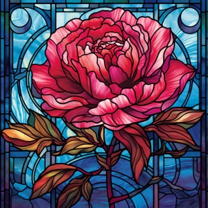 Peony Stained Glass Window Cling