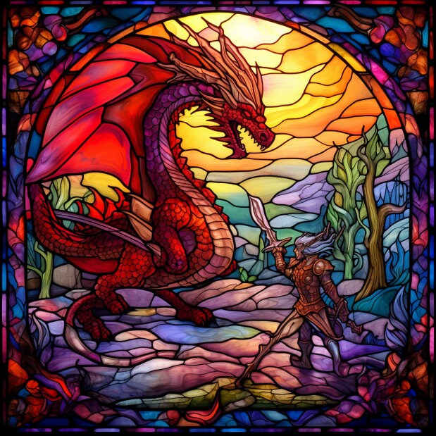 11×17 Large 3D Dragon  Best Stained Glass Patterns