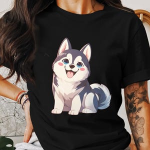 Siberian Husky T-Shirt Kawaii Style Wunderbar weich Bella 3001 T-Shirt Geschenk für Hundeliebhaber Hund Mama oder Papa Haustier Eltern