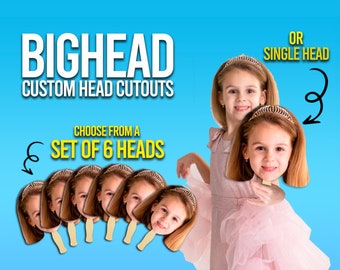 Fun Big Large Head Face cut out 1 only or SET of 6 Big Head On A Stick  21st 30th 40th Birthday, Graduation, Bachelorette, Engagement, Fans