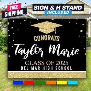Graduation Yard Sign, Class of 2025 Lawn Sign, FREE SHIPPING, High School or College Graduation banner decoration  Multi Colors Check it out