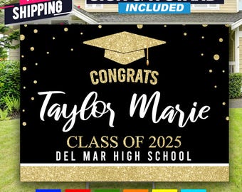 Graduation Yard Sign, Class of 2026 Lawn Sign, FREE SHIPPING, High School or College Graduation banner decoration  Multi Colors Check it out
