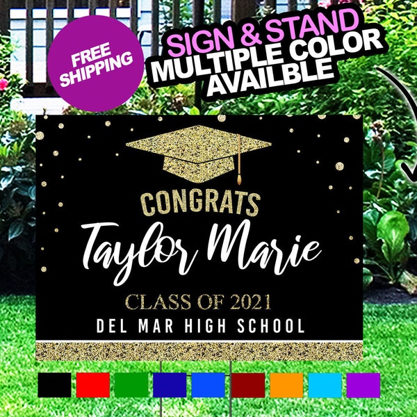 Graduation Yard Sign, Class of 2024 Lawn Sign, FREE SHIPPING, High School or College Graduation Multi Colors Check it out
