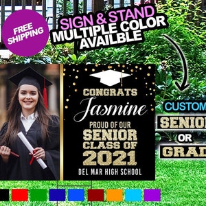 Graduation Yard Sign, Class of 2024 Lawn Sign, FREE SHIPPING, High School or College Graduation add picture image 1