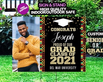 African Inspired Graduation Yard Sign, Class of 2022 Lawn Sign, FREE SHIPPING, High School or College Graduation add picture