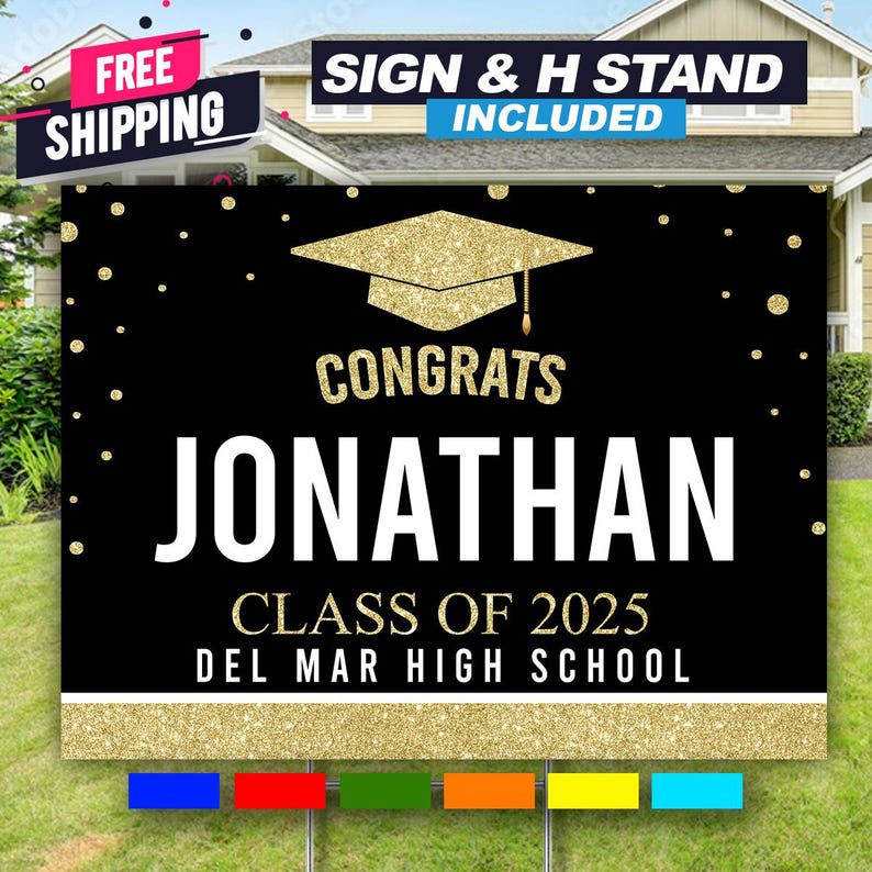 Class of 2026 Photo Graduation Yard Sign - Custom School Spirit Colors ...