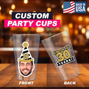 Custom Big Head Face Birthday Banner Drink Stirrers, 21st, 30th, 40th, 50th birthday Face Cake topper, Cupcake topper personalized Straws image 8