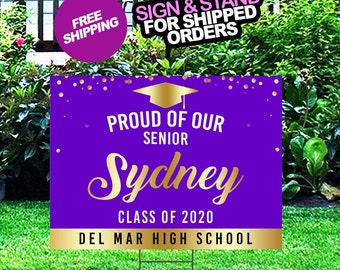 Graduation Yard Sign, Class of 2020 Lawn Sign, FREE SHIPPING, High School or College Graduation