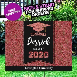 Graduation Yard Sign, Class of 2020 Lawn Sign, FREE SHIPPING, High School or College Graduation image 1