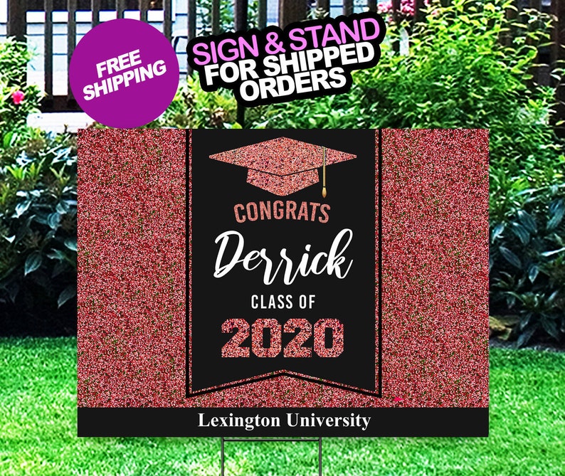 Signe de cour de graduation, classe de 2020 Signe de pelouse, SHIPPING GRATUIT, lycée ou diplôme duniversité image 1