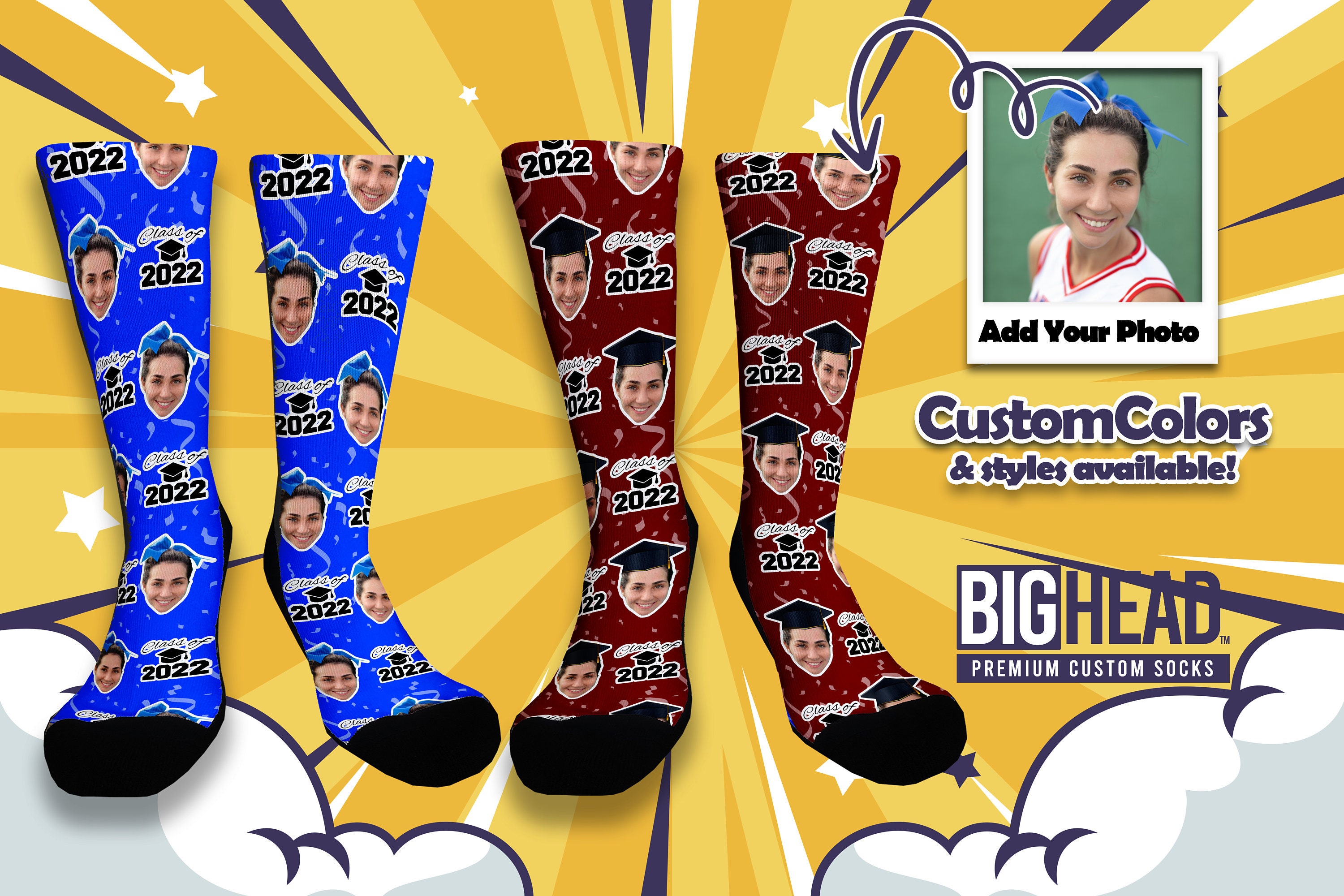 Glohox Personalized Socks Grad Socks- Custom Socks with Name for Graduation  Gift Calss of 2023 Customized Socks for Men, Style, 30-40 : :  Clothing, Shoes & Accessories