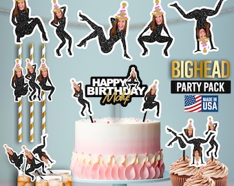 Custom Twerking Birthday Banner Drink Stirrers, Birthday 21st, 30th, 40th, 50th, bachelorette, Face Cake topper, Cupcake personalized Straws