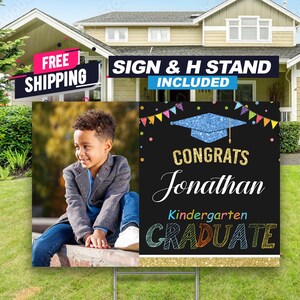 Graduation Yard Sign, Class of 2025 Grad Sign, kinder grad, 1st grade 5th grade Multi Colors Elementary Back to School Custom picture Sign