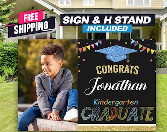 Graduation Yard Sign, Class of 2026 Grad Sign, kinder grad, 1st grade 5th grade Multi Colors Elementary Back to School Custom picture Sign