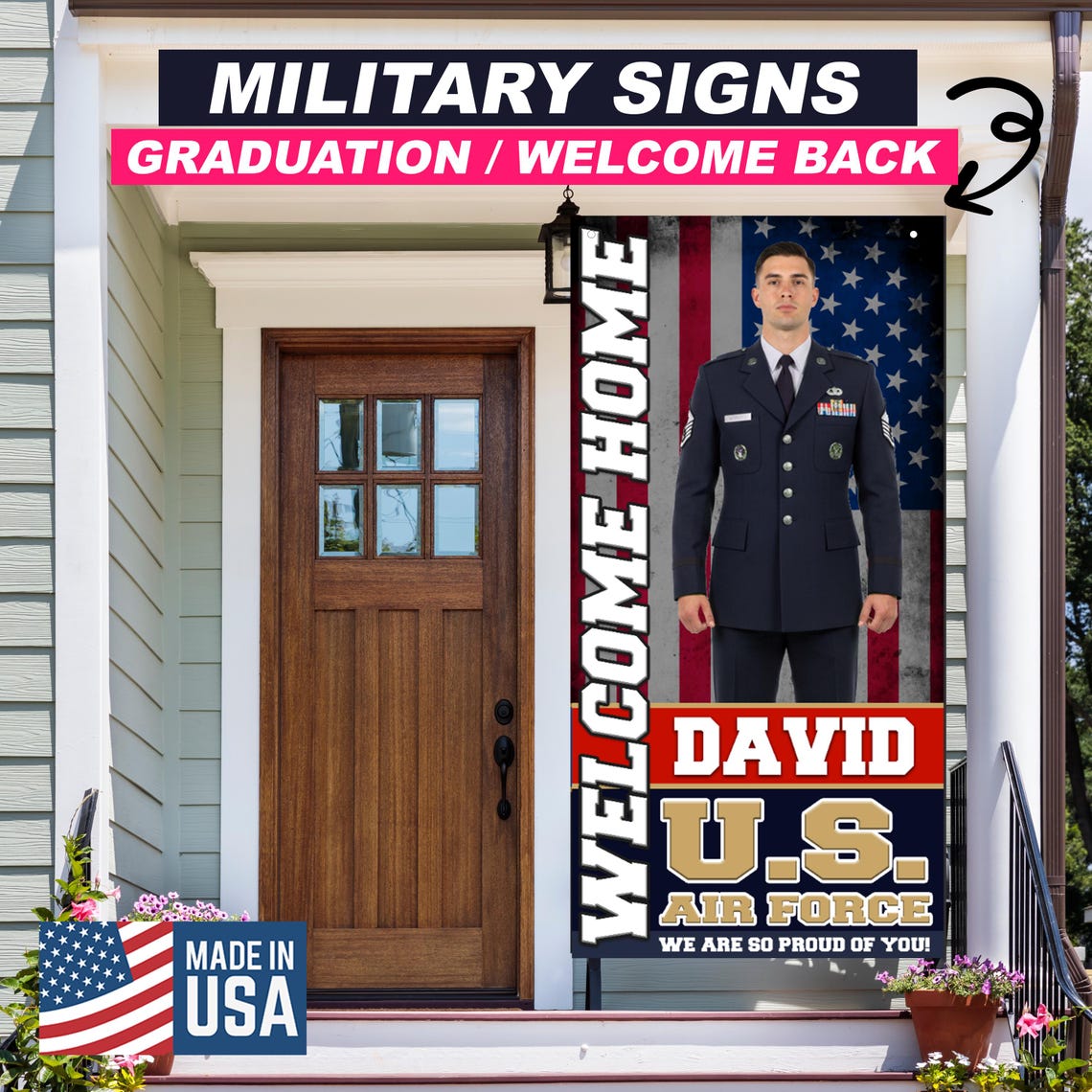 Custom Military Graduation Banner | Personalized Army, Navy, Air Force ...