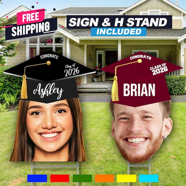 Class of 2026 Graduation Big Head Cutout - Custom Photo Face Lawn Sign - Senior Night Gift - High School College School Spirit - FREE SHIP