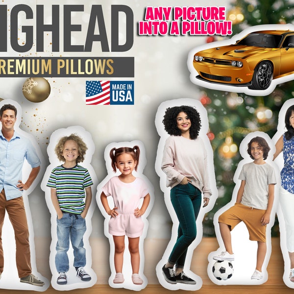 Head Pillow Doll Pillow  Great Gift Grandparents, Children, Girlfriend, Wife, Boyfriend, Husband, Parents Custom Photo Pillow Christmas Gift