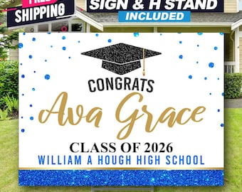 Class of 2026 Photo Graduation Yard Sign - Custom School Spirit Colors - Personalized High School College Senior Night Lawn Sign - FREE SHIP