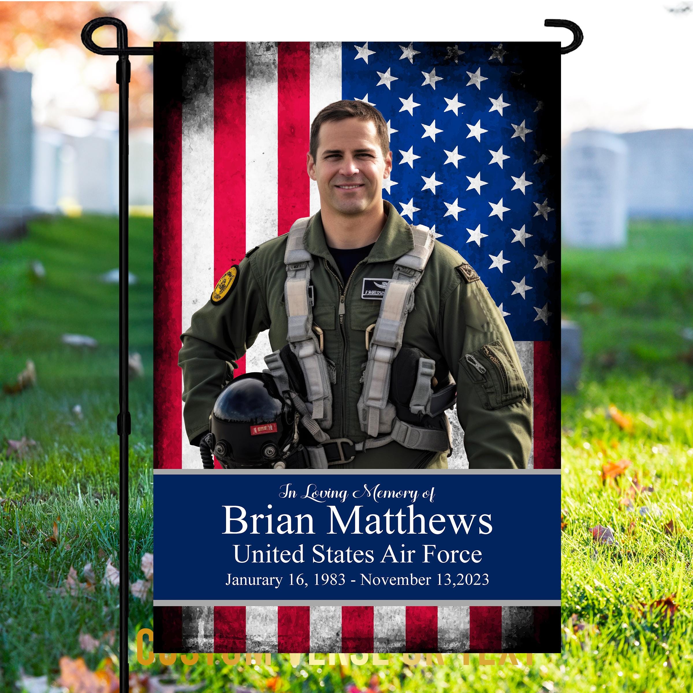 Custom Memorial Garden Flag | Funeral Frame Board Sympathy Gift, In Loving Memory, Funeral or Cemetery Decoration, Funeral Military