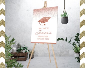 Glitter Rose Gold Graduaton Welcome Sing 2020 Grad