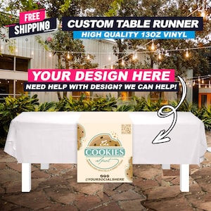 Custom Table Runner – Full-Color Printing with Your Logo & Text – Fast Shipping – Promotional Advertising Table Cover