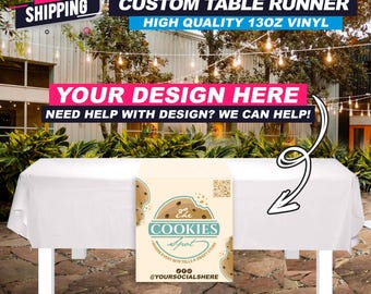 Custom Table Runner with Logo – Personalized for Events, Pop-Up Shops, Trade Shows & Farmers Markets – Branded Table Cover for Businesses