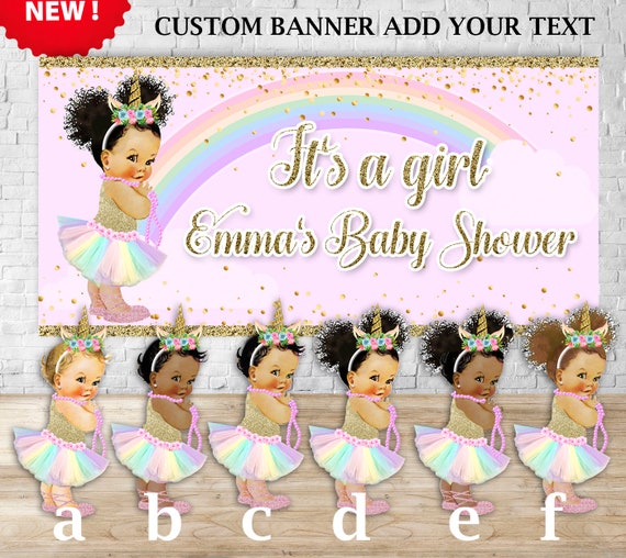Princess Baby Unicorn Pastel Rainbow Tutu Backdrop Banner Add Etsy