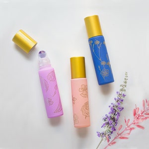 Floral print essential oil bottle set of 3