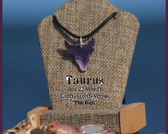 WAMPUM TAURUS BULL Martha's Vineyard Native Hand-Made Quahog Shell and Solid Sterling Silver "The Bull" Zodiac Pendant