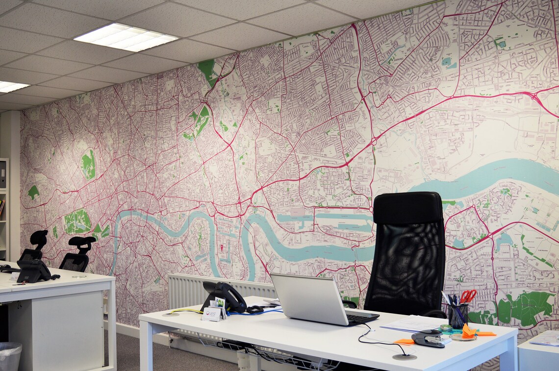 UK Custom Area Map Postcode Wallpaper Mural - OS Ordnance Survey - Non ...