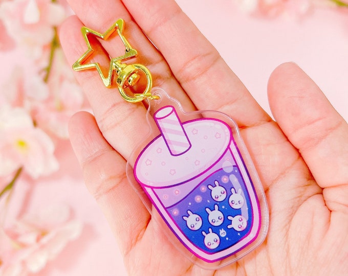 Kawaii Boba Keychain, Bunny Charm, Kawaii Keychain, Keys, Animal, Cute