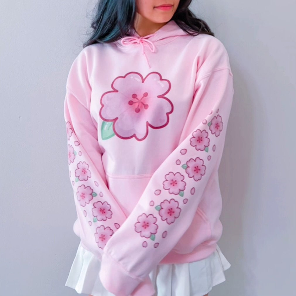 Kirei Sakura Symphony Japanese Blossoms in Classic Art Pullover Hoodie