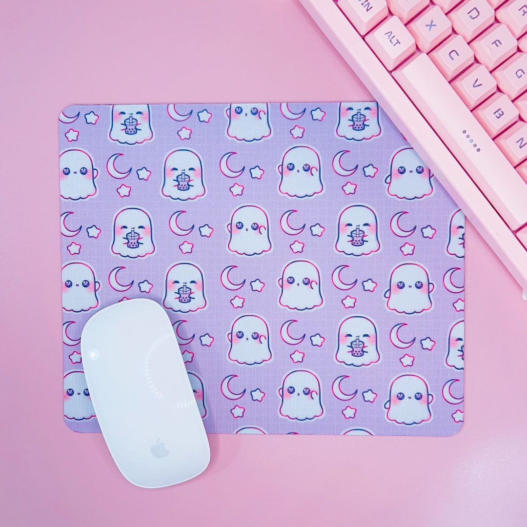 Cute Ghost Mouse Pad, Desk Decor, Mouse Pad Purple, Women Desk
