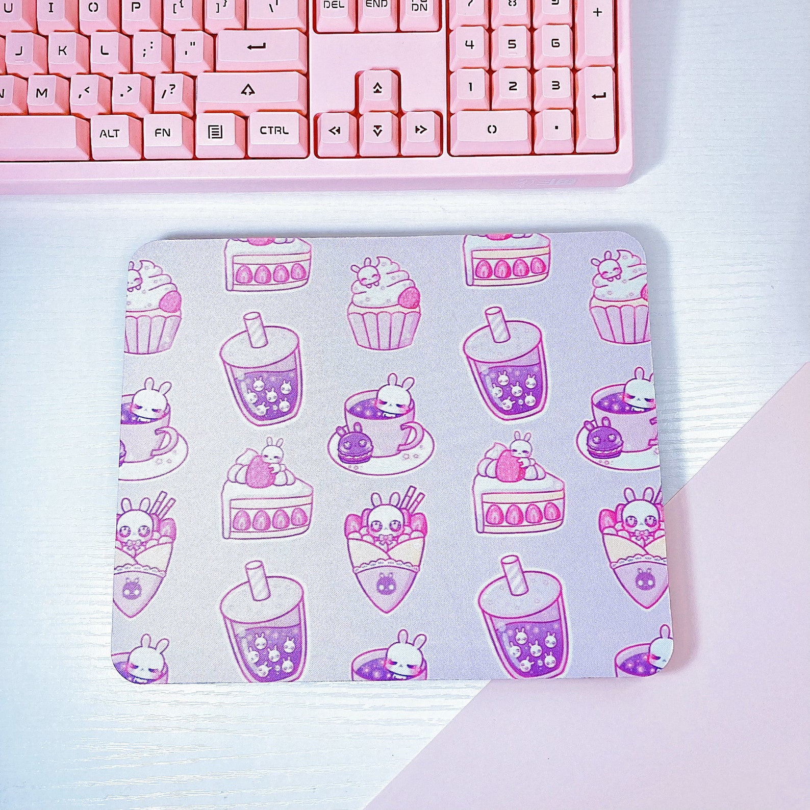 Schattige Bunny Kawaii Mouse Pad Bureau Decor Muismat Paars Etsy