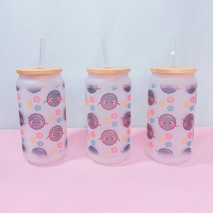 Star Candy Cup Iced Coffee Glass, Glass Can with Bamboo Lid and straw, Cute, Kawaii Cup, Rainbow, Stars 18oz, Cup, Drink