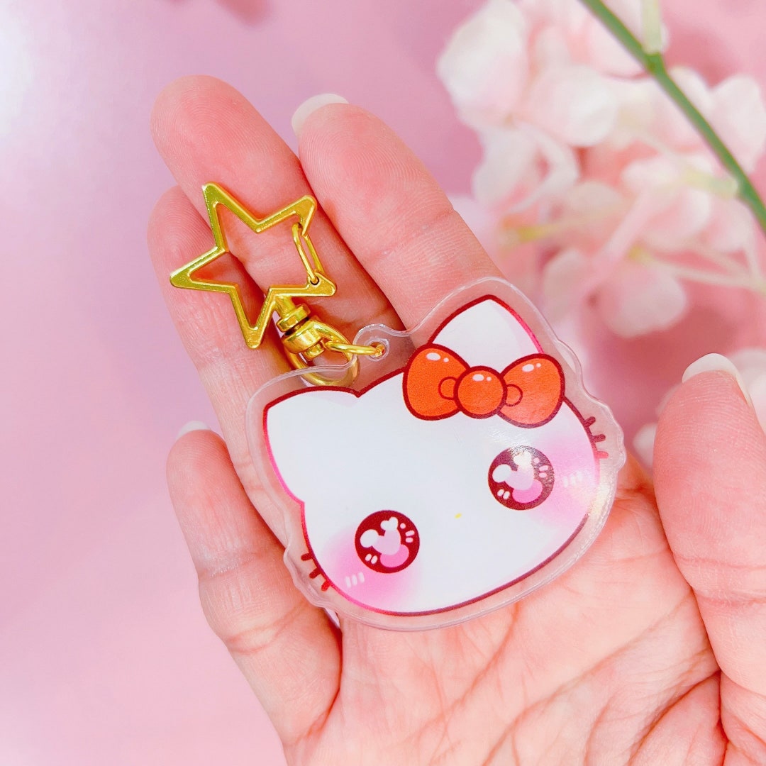 Kawaii Cat Keychain Kitten Charm Kawaii Keychain Keys Cute Etsy