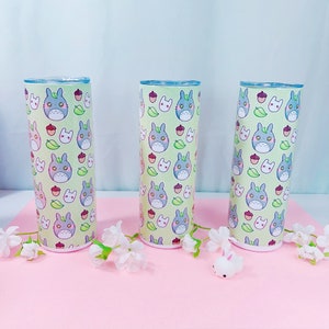 Forest Cup Stainless Steel Tumbler with plastic lid and straw, Cute, Kawaii Cup, Green, 20oz Cup, Insulated, Drink