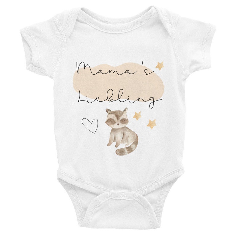 Onesie Baby Strampler sizes 6-24 Months Mom/'s Darling-Baby Romper Bodysuit with small Raccoon and Stars